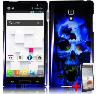 LG OPTIMUS L9 MS769 EVIL BLUE SKULL COVER SNAP ON HARD CASE + SCREEN PROTECTOR from [ACCESSORY ARENA]: Cell Phones & Accessories