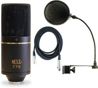 MXL by Marshall Electronics MXL 770 Condenser Microphone w/Pop Filter and 20' XLR Cable: Musical Instruments