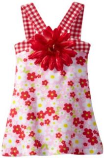 Flap Happy Baby Girls Infant Contrast V Dress with Flower Clip: Clothing