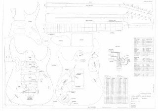 Ibanez Electric Guitar Plans   Full Scale technical design drawings   Jem 777  Actual Size Plans: Everything Else