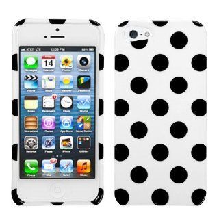 Black Polka Dots/White Image Hard Plastic Phone Cover Case for Apple iPhone 5: Cell Phones & Accessories