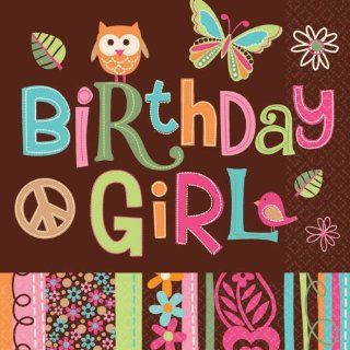 Hippie Chick Beverage Napkins (16) Birthday Girl Owls Party Supplies Toys & Games