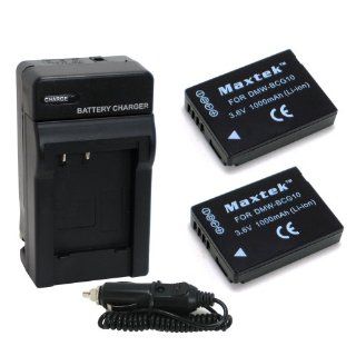 Power Pack: (Two MaxTek Li ion Rechargeable Battery and One Pocket Charger With Car Adapter) for Panasonic DMW BCG10 BCG10E BCG10PP, orks on Lumix DMC ZR1 DMC ZR3 DMC ZS1 DMC ZS3 DMC ZS5 DMC ZS6 DMC ZS7 DMC ZS8 DMC ZS10 DMC ZX1 DMC ZX3 DMC TZ6 DMC TZ7 DMC 