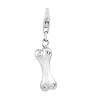 cubic zirconia dog bone charm in sterling silver orig $ 32 00 now $ 27