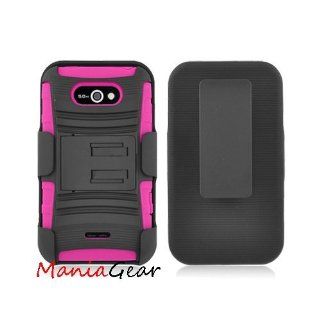 [ManiaGear] Black/Hot Pink Combat Heavy Duty Case for LG Motion 4G MS770/LG Optimus Regard LW770 + ManiaGear Screen Protector (Metro PCS/Cricket Wireless): Cell Phones & Accessories