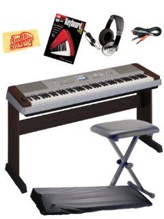 Yamaha DGX640W Digital Piano Bundle with Bench, Dust Cover, Audio Cable, Headphones, Instructional Book, and Polishing Cloth   Walnut: Musical Instruments