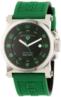 Swiss Legend Men's 40030 01 GRAS Sportiva Black Textured Dial Green Silicone Watch: Watches