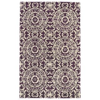 Hand tufted Runway Purple/ Ivory Suzani Wool Rug (8x11)