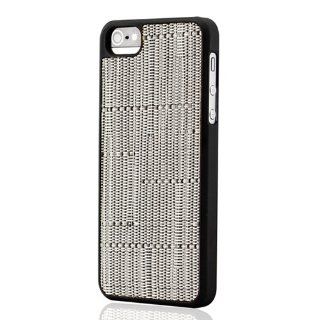 Gearonic AV 5157PUIB_WW Pattern Fabric Back Cover Black Hard PC Rubberized Case for iPhone 5   Non Retail Packaging   White Weave: Cell Phones & Accessories