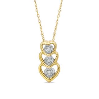 Diamond Accent Linear Triple Heart Pendant in 10K Gold   Zales