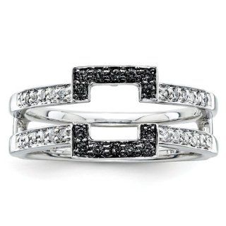 14k White Gold Black & White Diamond Ring Guard: Jewelry