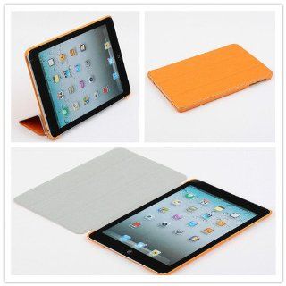 Orange Skin Cover Slim Magnetic Faux Leather Case Stand for iPad Mini: Computers & Accessories