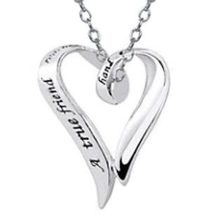 Best Gift Love Frienship True Friend Ribbon Heart Sterling Silver Necklace 18" Pendant Necklaces Jewelry