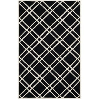 Safavieh Handmade Moroccan Cambridge Geometric Black/ Ivory Wool Rug (9 X 12)