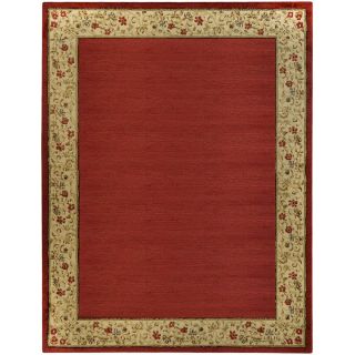 Pasha Collection Solid French Border Red Ivory 53 X 611 Area Rug