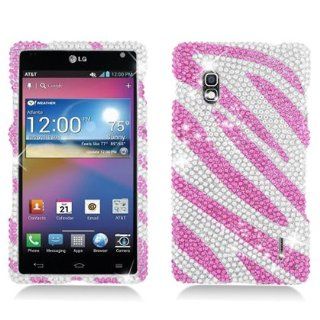 Pink Silver Zebra Diamond Hard Cover Case for Lg Optimus G E970: Cell Phones & Accessories