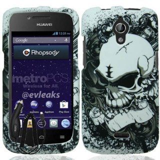 HUAWEI VITRIA H882L BLACK SILVER SKULL COVER SNAP ON HARD CASE +FREE CAR CHARGER from [ACCESSORY ARENA]: Cell Phones & Accessories