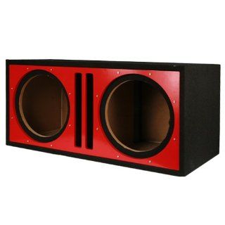 Absolute USA PDEB10R Dual 10 Inch, 3/4 Inch MDF Twin Port Subwoofer Enclosure with Red High Gloss Face Board  Vehicle Subwoofer Boxes 
