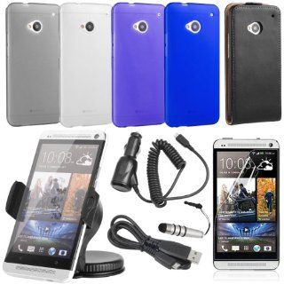 12 IN 1 Bundle Flip Case + Car Charger + Screen Protector For HTC ONE M7 BC176: Cell Phones & Accessories