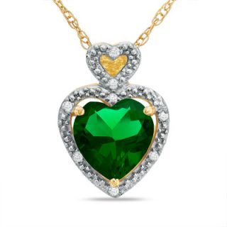 0mm Heart Shaped Lab Created Emerald and Diamond Accent Heart Frame
