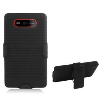 Aimo Wireless NK820PCBEC001 Shell Holster Combo Protective Case for Nokia Lumia 820 with Kickstand Belt Clip and Holster   Retail Packaging   Black Cell Phones & Accessories