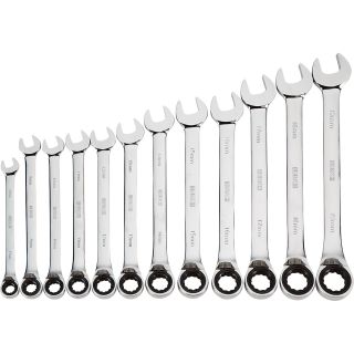 Klutch Reversible Ratcheting Wrench Set — 12-Pc., Metric 8–19mm  Flex   Ratcheting Wrench Sets