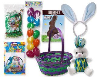 Easter Basket Complete with Easter Basket, Easter Bunny, Bunny Ears Headband, 12 Bright Easter Eggs, Hershey's Snap Apart Bunny Milk Chocolate, Green Grass & Gift Wrap!! (DIY): Toys & Games