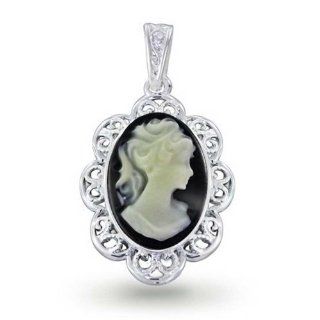 Bling Jewelry Vintage Style Sterling Silver Cameo Pendant with Filigree Edge: Pendant Slides: Jewelry