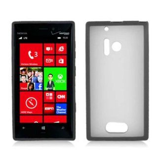 Nokia Lumia 928 (Verizon) One Piece TPU Rubber Border Case Cover Transparent Plastic, Black + LCD Clear Screen Saver Protector: Cell Phones & Accessories