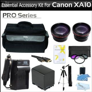 Essential Accessory Kit For Canon XA10 Professional Camcorder Includes Extended (2100Mah) Replacement BP 819 Battery + AC/DC Travel Charger + Deluxe Case + 72 Pro Tripod + HD .43x Wide Angle Lens + HD 2.2x Telephoto Lens + 3pc Filter Kit + Much More  Came