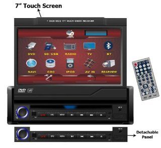 All in one Car Motorised In dash DVD Player with TV/Bluetooth/GPS, Features High Resolution 7 Inch Touch Screen with Anti theft Detachable Panel : Vehicle Dvd Players : Car Electronics