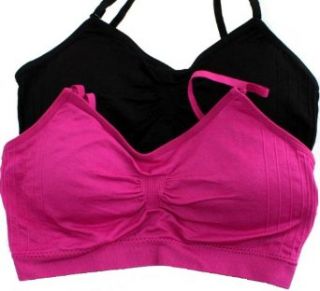 2 or 4 PACK: Seamless Removable Strap Bras, One Size, Fuchsia Pink/Black at  Womens Clothing store