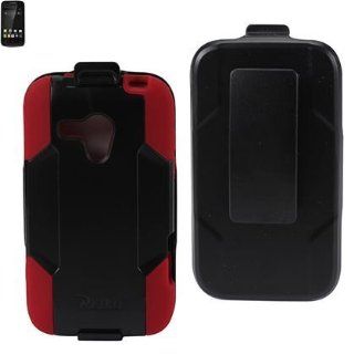 Reiko SLCPC09 SAMM830BKRD Compact and Durable Hybrid Combo Case with Holster, Belt Clip and Kickstand for Samsung Galaxy Rush   1 Pack   Retail Packaging   Black/Red: Cell Phones & Accessories