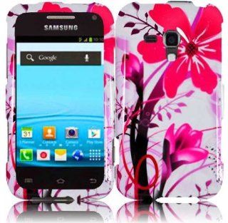 White Pink Flower Hard Cover Case for Samsung Galaxy Rush SPH M830 Cell Phones & Accessories