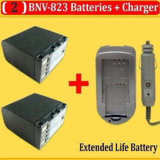 2 PACK jvc BN VF823 BN VF823U Replacement Lithium Ion Batteries + AC/DC rapid charger for jvc GR DA30 GR DA30U GR D750U GR D770U GR D850U GZ HD7U GZ HD10 GZ HD30 camcorders : Camera & Photo