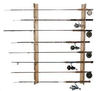 Fishing Rod Storage Rack Horizontal (PINE) (48"H x 3"W x 3"D) : Wall Mount Fishing Rod Rack : Sports & Outdoors