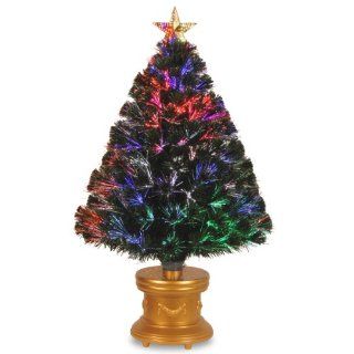 National Tree 36 Inch Fiber Optic "Evergreen" Firework Tree with Top Star and Gold Revolving LED Base   Christmas Trees