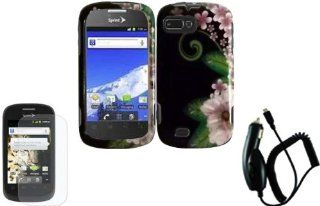 Green Flower Design Hard Case Cover+LCD Screen Protector+Car Charger for ZTE Fury N850: Cell Phones & Accessories