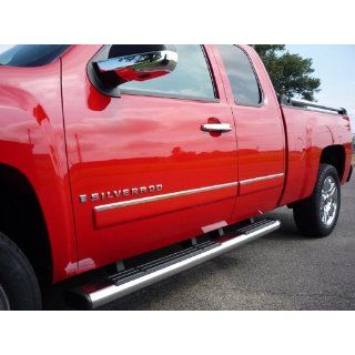 2009 2013 Chevy Silverado Extended Cab Rocker Panel Chrome Stainless Steel Body Side Moulding Molding Trim Cover Top 1" Wide 4PC Automotive