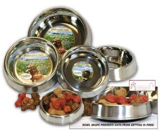 Large 2 Quart Anti Ant No Tip Stainless Steel Pet Dish   Interior Dimensions 8" Diameter, 1.75" Depth : Pet Bowls : Pet Supplies