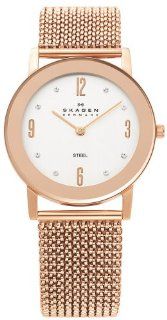 Skagen Silver Dial Rose Gold tone Expansion Bracelet Ladies Watch 39LRR2: Skagen: Watches