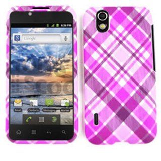 ACCESSORY MATTE COVER HARD CASE FOR LG MARQUEE / IGNITE LS 855 PINK PURPLE PLAID: Cell Phones & Accessories