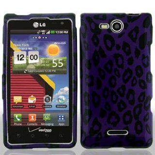 LG Lucid 4G 4 G VS840 VS 840 / Cayman Black and Purple Leopard Animal Skin Design Snap On Hard Protective Cover Case Cell Phone: Cell Phones & Accessories