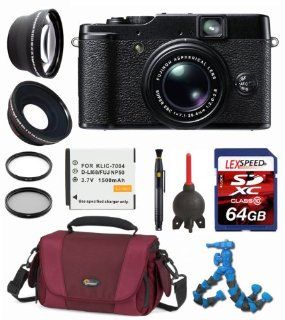 Fujifilm X10 12 MP Digital Camera + Wide Angle + Telephoto Lens + LowePro Case + Battery + Flexpod + Filter Kit + 64GB SDXC (10) Deluxe Bundle : Point And Shoot Digital Camera Bundles : Camera & Photo