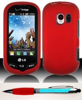 Accessory Factory(TM) Bundle (the item, 2in1 Stylus Point Pen) LG VN271 Extravert Rubber Red Case Cover Protector: Cell Phones & Accessories
