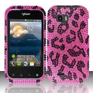 PINK LEOPARD Hard Plastic Bling Rhinestone Case for LG myTouch Q C800 / Maxx Q (T Mobile Slider Version) [In Twisted Tech Retail Packaging]: Cell Phones & Accessories