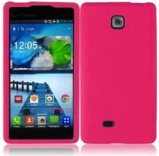 LG Lucid 2 VS870 Hot Pink Silicone Soft Skin Gel Case Cover Cell Phones & Accessories
