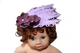 PURPLE WITH FLOWERS FEATHERS Jewel Gerbera Daisy Flower Crochet Headband Gerber for Girls/ Child/ Baby Toddler apparel head hair band bow bows girl soft infant youth accessory by "BubuBibi": Infant And Toddler Hair Accessories: Clothing