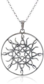 Sterling Silver Celtic Love Knot Sun Filigree Circle Pendant, 18": Pendant Necklaces: Jewelry