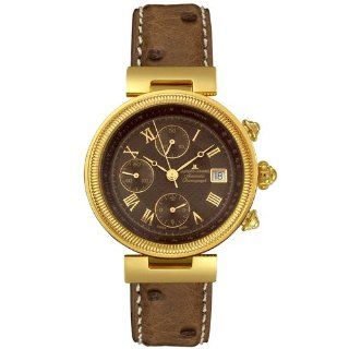 Jacques Lemans Men's 861T DA02C Classic Collection 18k Automatic Chronograph Brown Ostrich Watch: Watches